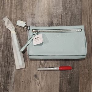 Coach Sea Mist Wristlet (Leather)